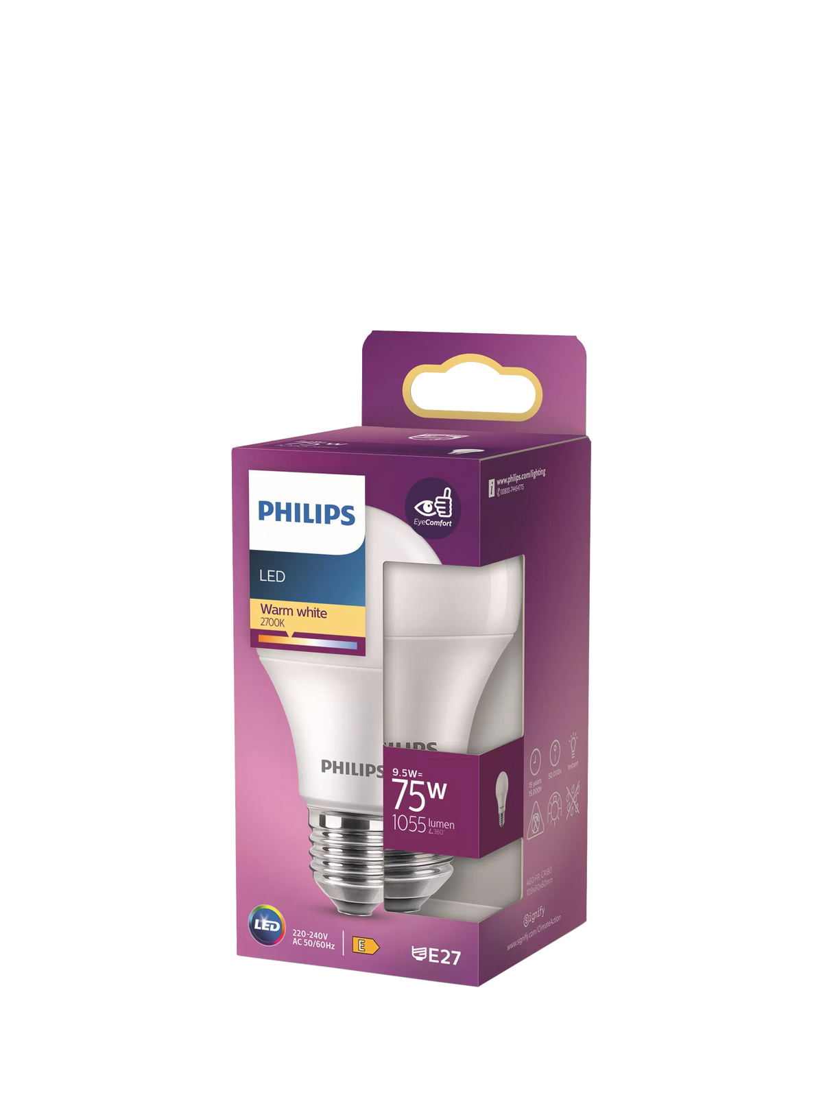Philips 75W LED non-dimmable classic bulb E27 (British brand)