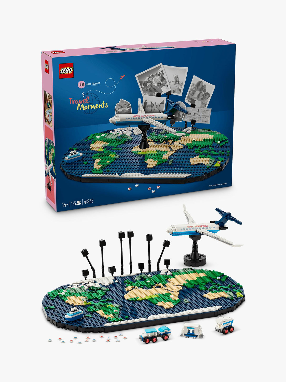 Travel Memories Building Set with World Map and Jet 1231 Pieces