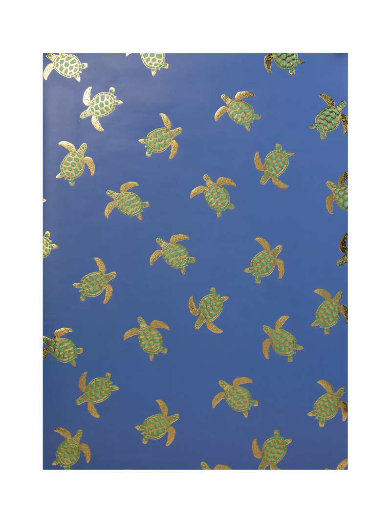 Elizabeth Scarlett turtle wrapping paper mid blue, imported from the UK