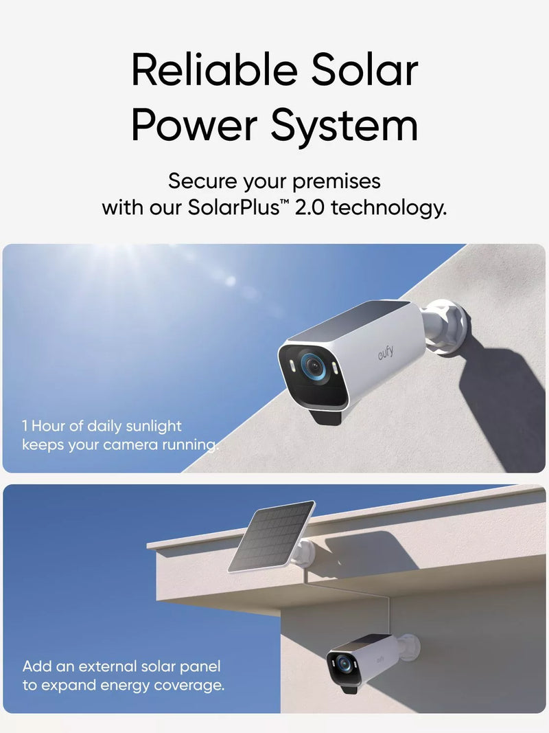 eufy eufyCam S3 Pro 4K security camera with solar panel - British product