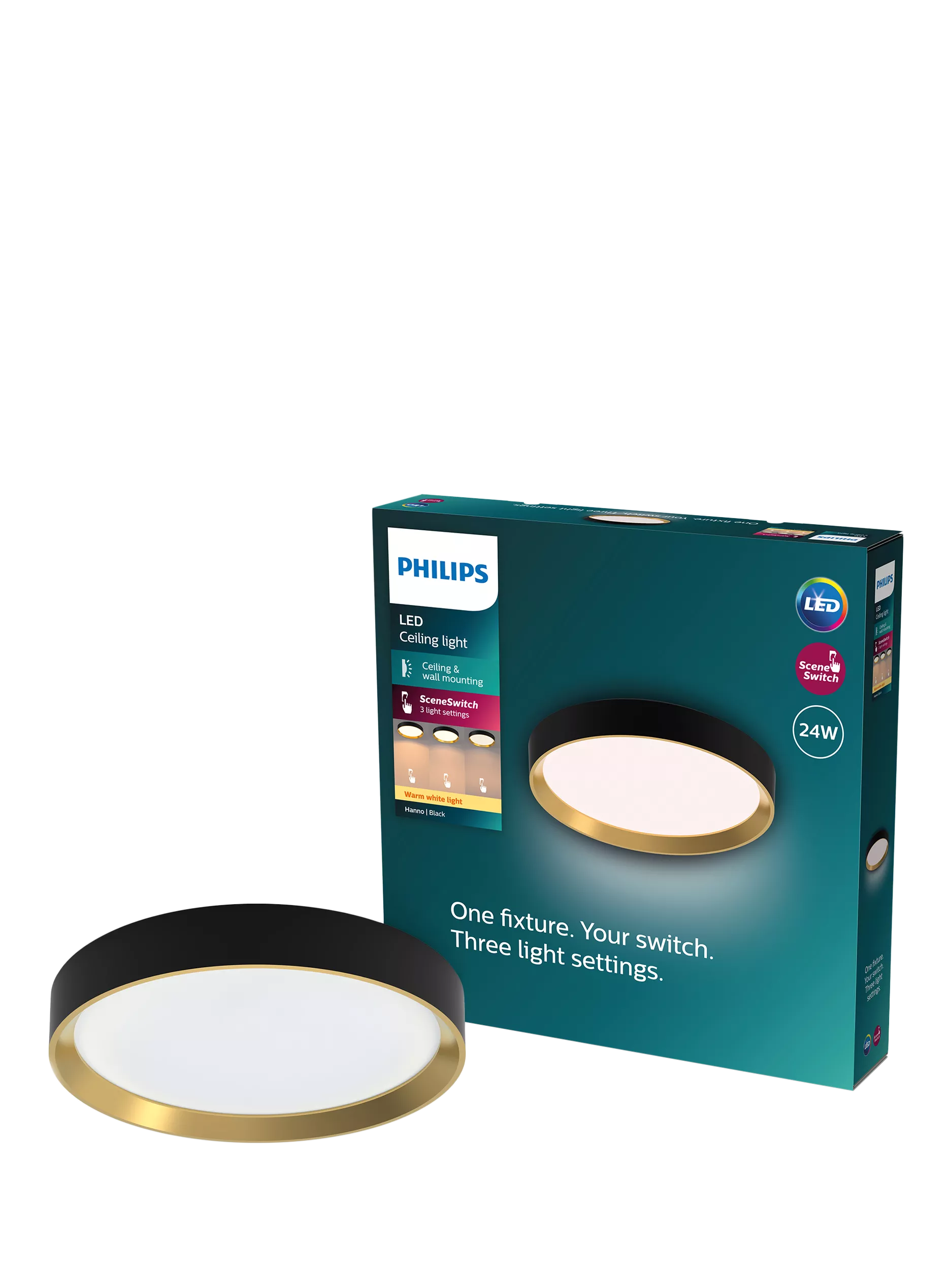 Philips SceneSwitch Hanno LED ceiling light 24W 38.4cm, imported from the UK
