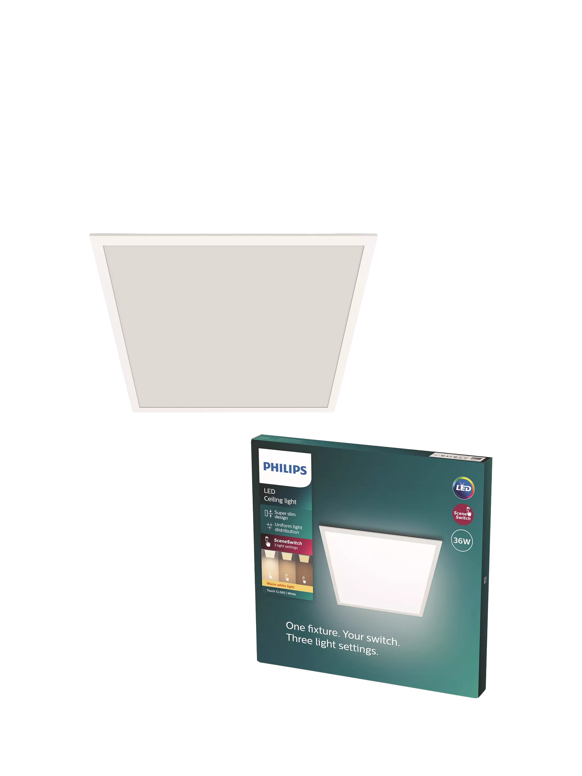 Philips SceneSwitch LED ceiling light 36W square white - British product
