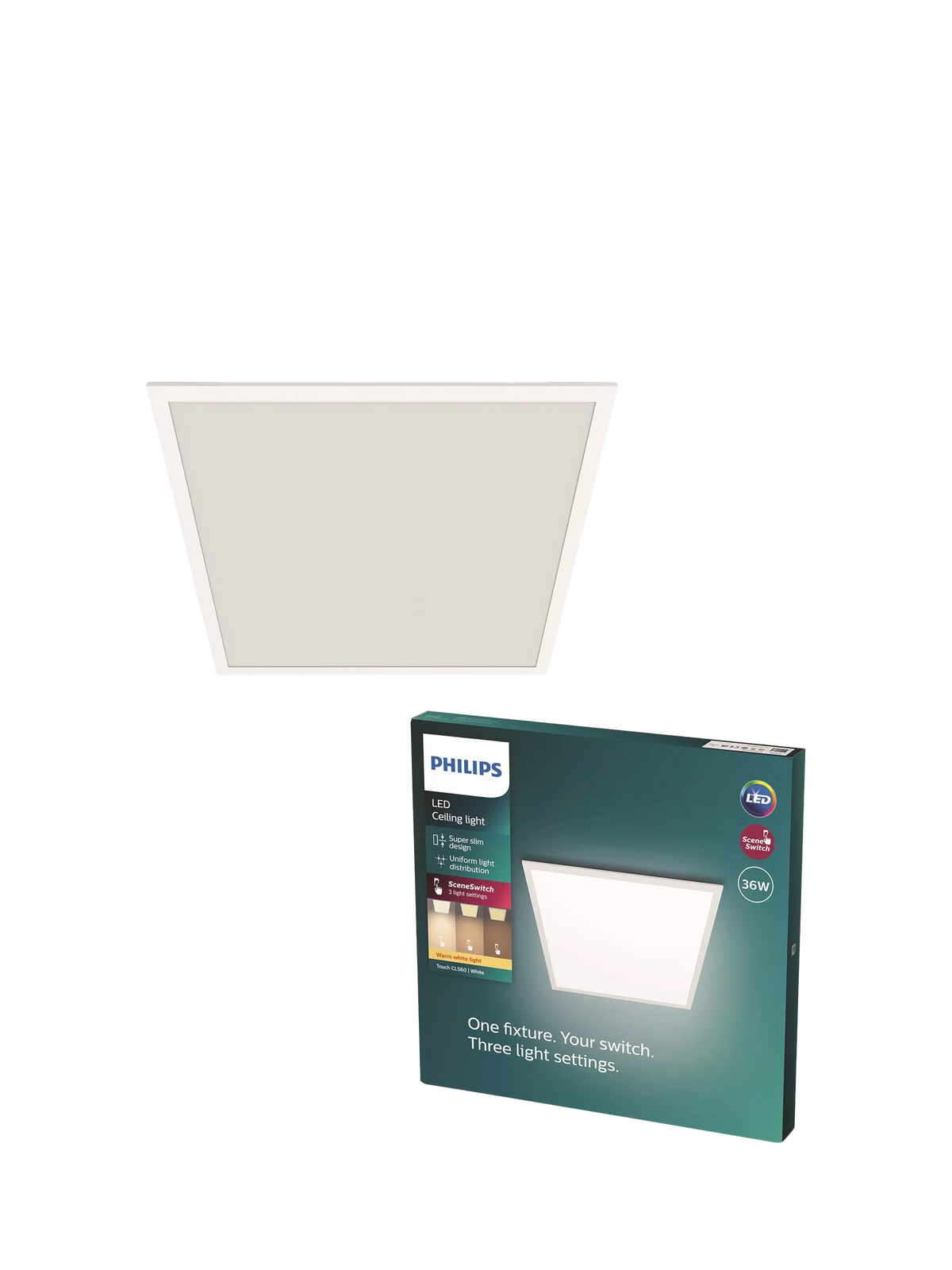 Philips SceneSwitch LED ceiling light 36W square white - British product