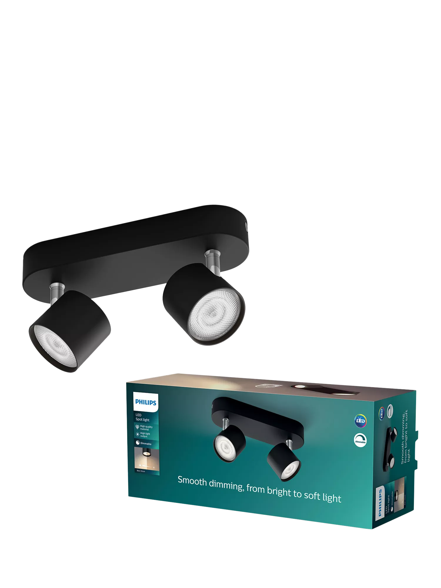 Philips Star Bar dimmable LED spotlight black 4.5W, imported from the UK