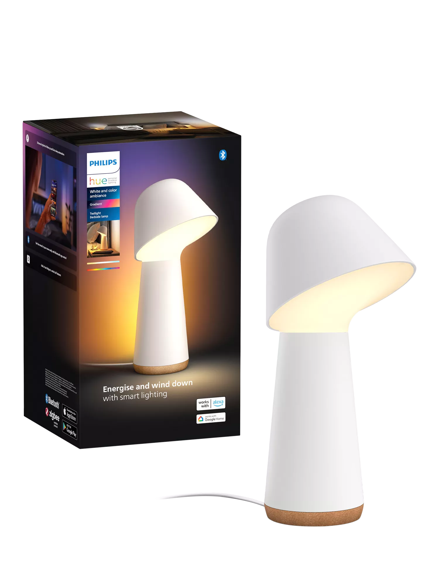 Philips Hue smart bedside lamp white, UK version