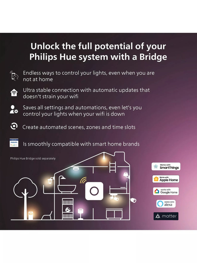 Philips Hue smart bedside lamp white, UK version