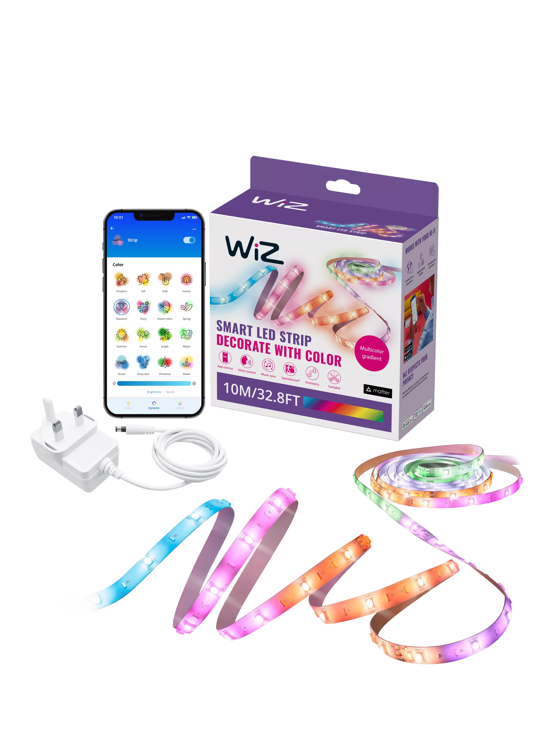 WiZ smart LED strip RGBIC 10m, UK version