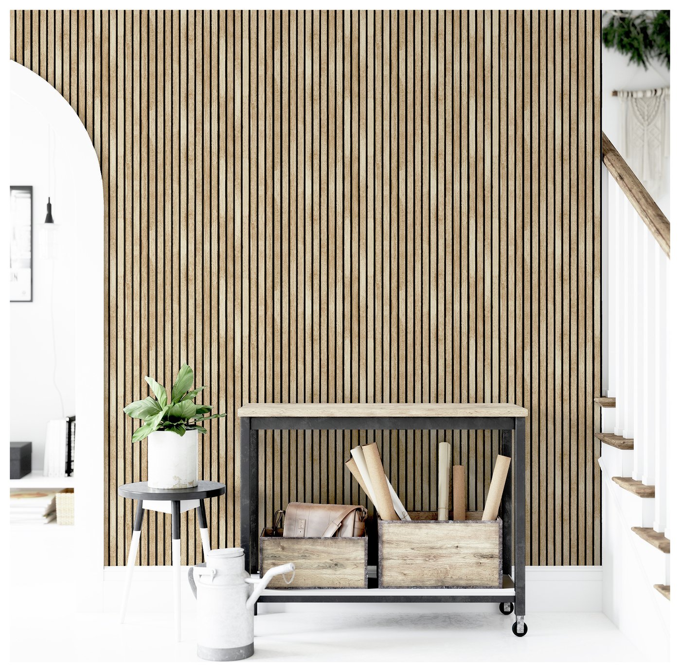 Arthouse Wood Slats Natural Wallpaper 53cm x 10.05m roll - British product