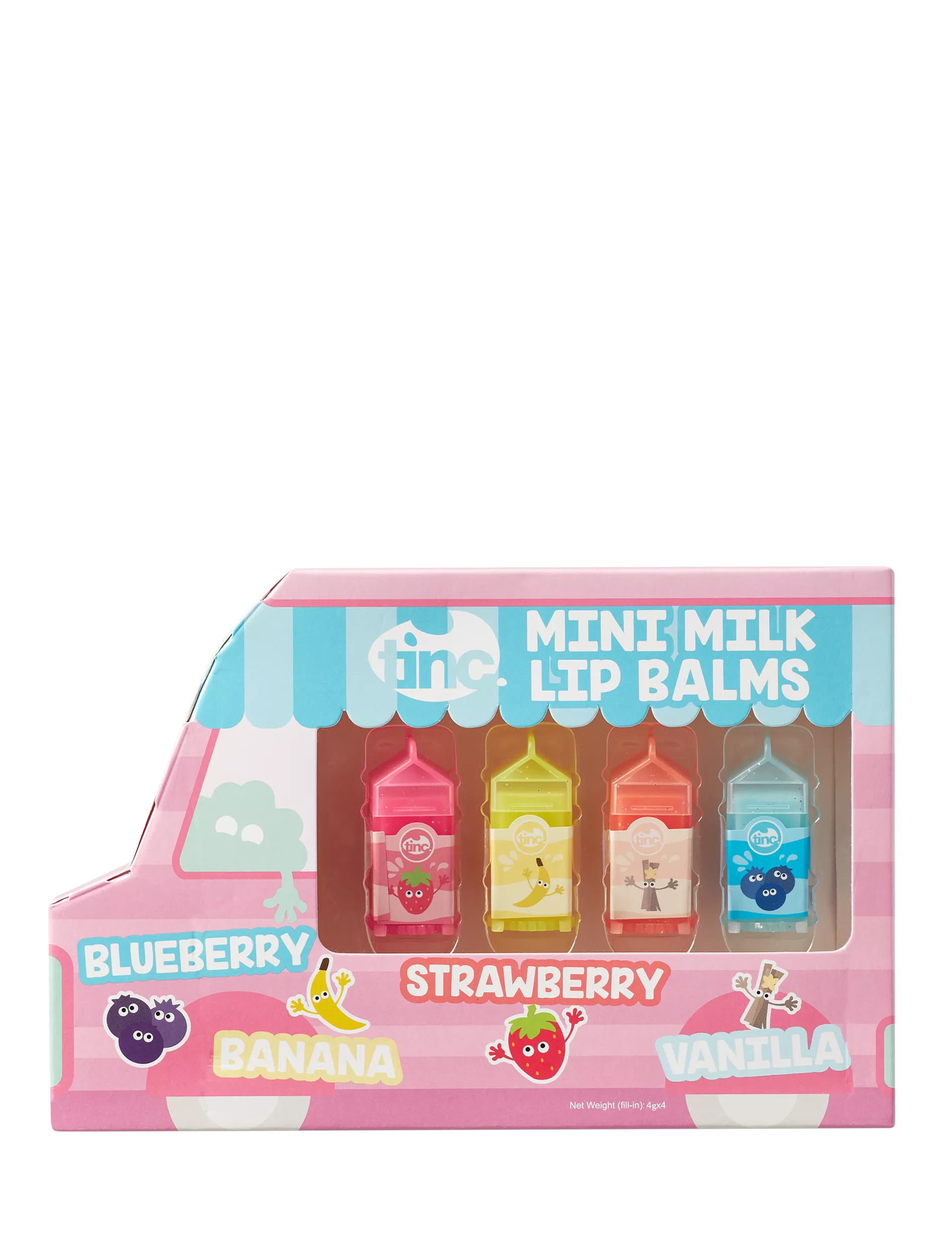 Tinc milk carton lip balms set of 4 (British brand)