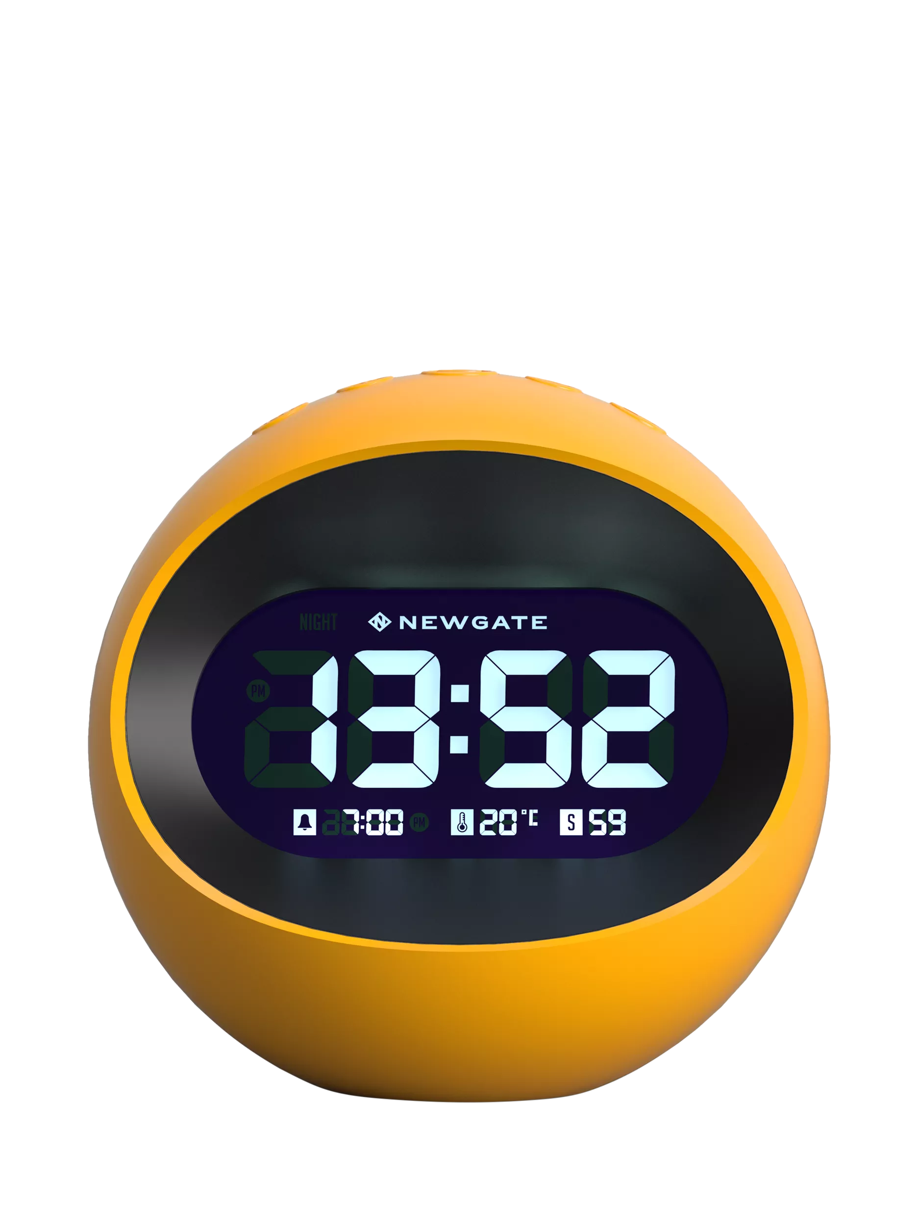Newgate Clocks Centre of the Earth LCD alarm clock spherical yellow, UK version
