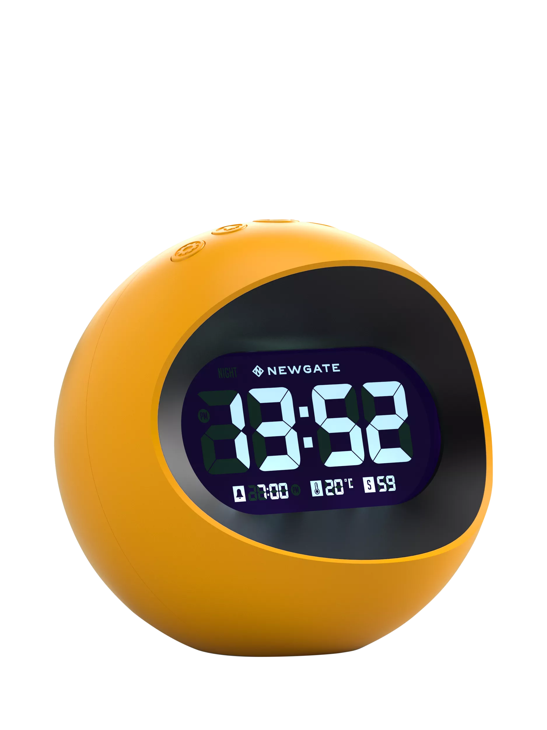Newgate Clocks Centre of the Earth LCD alarm clock spherical yellow, UK version