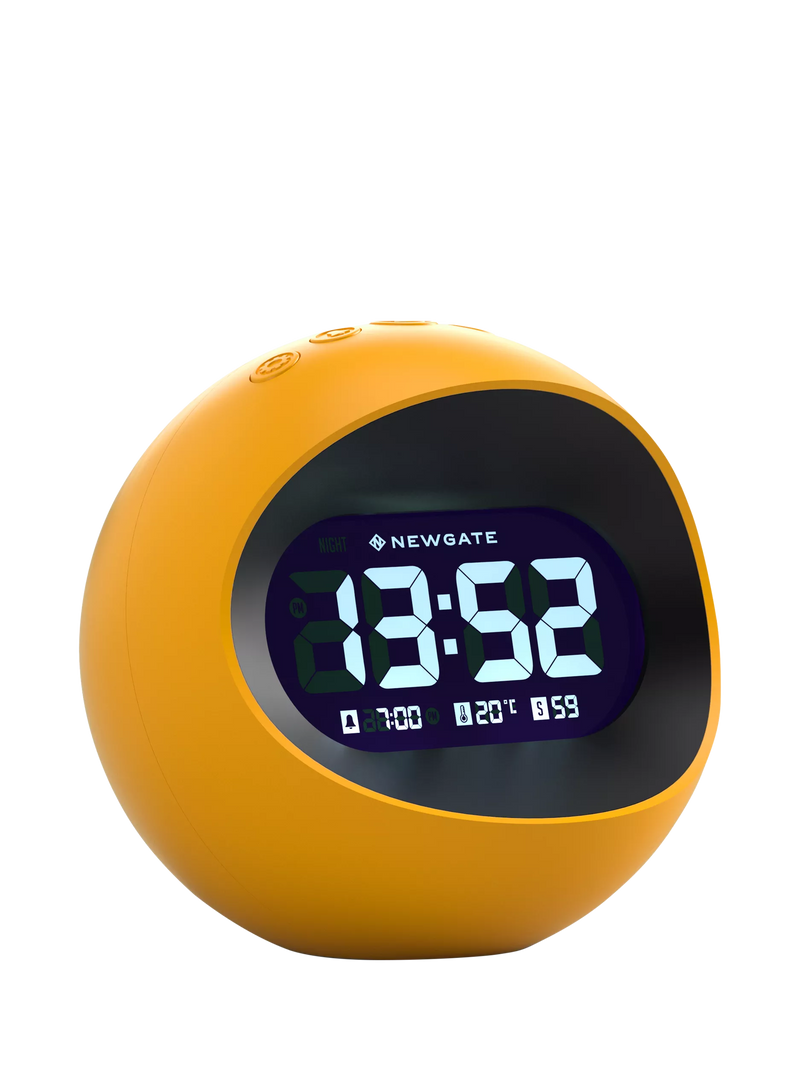 Newgate Clocks Centre of the Earth LCD alarm clock spherical yellow, UK version