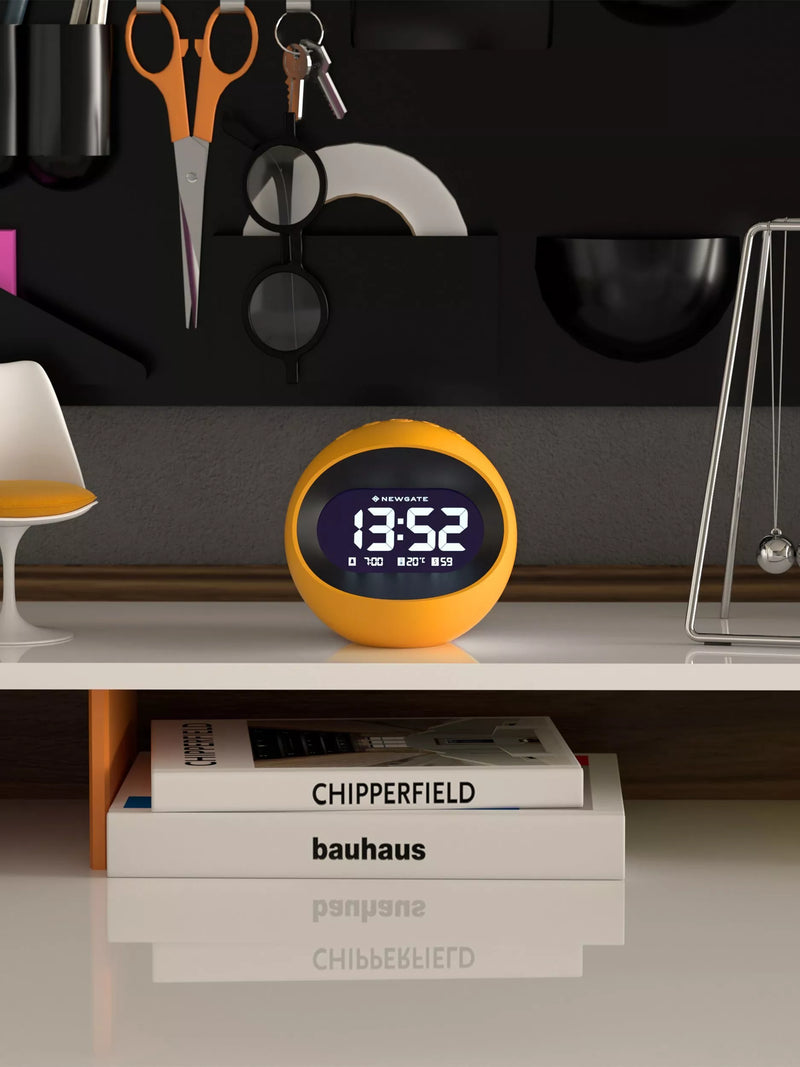 Newgate Clocks Centre of the Earth LCD alarm clock spherical yellow, UK version
