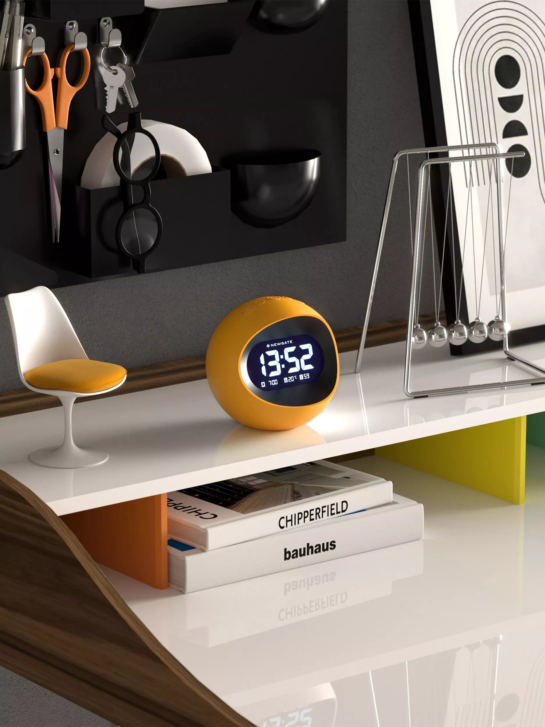 Newgate Clocks Centre of the Earth LCD alarm clock spherical yellow, UK version