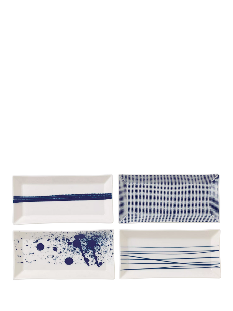 Royal Doulton Pacific Porcelain Rectangular Tray, Set of 4, 24cm, Blue