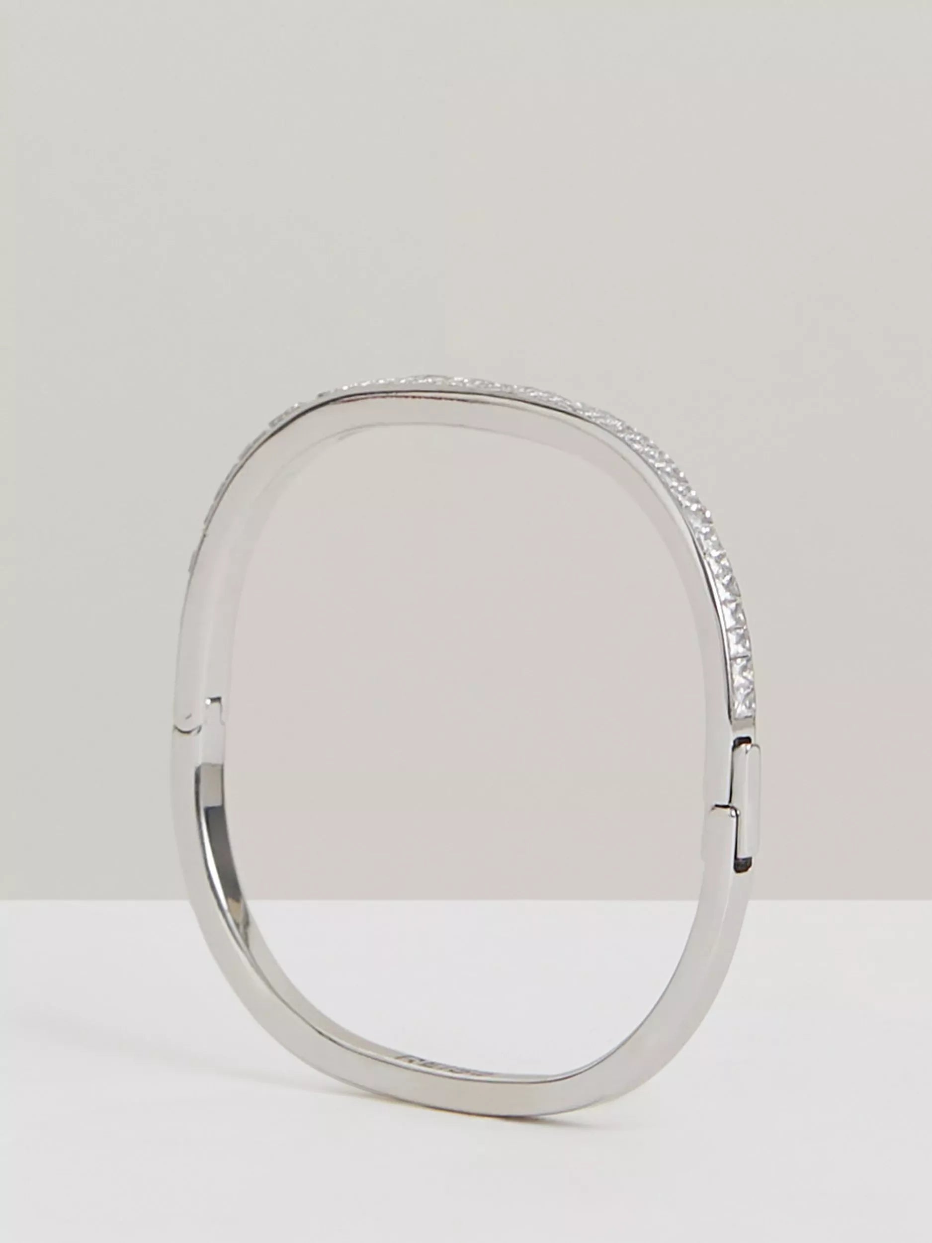 Reiss Myles Modern Crystal Cuff Bracelet, Silver