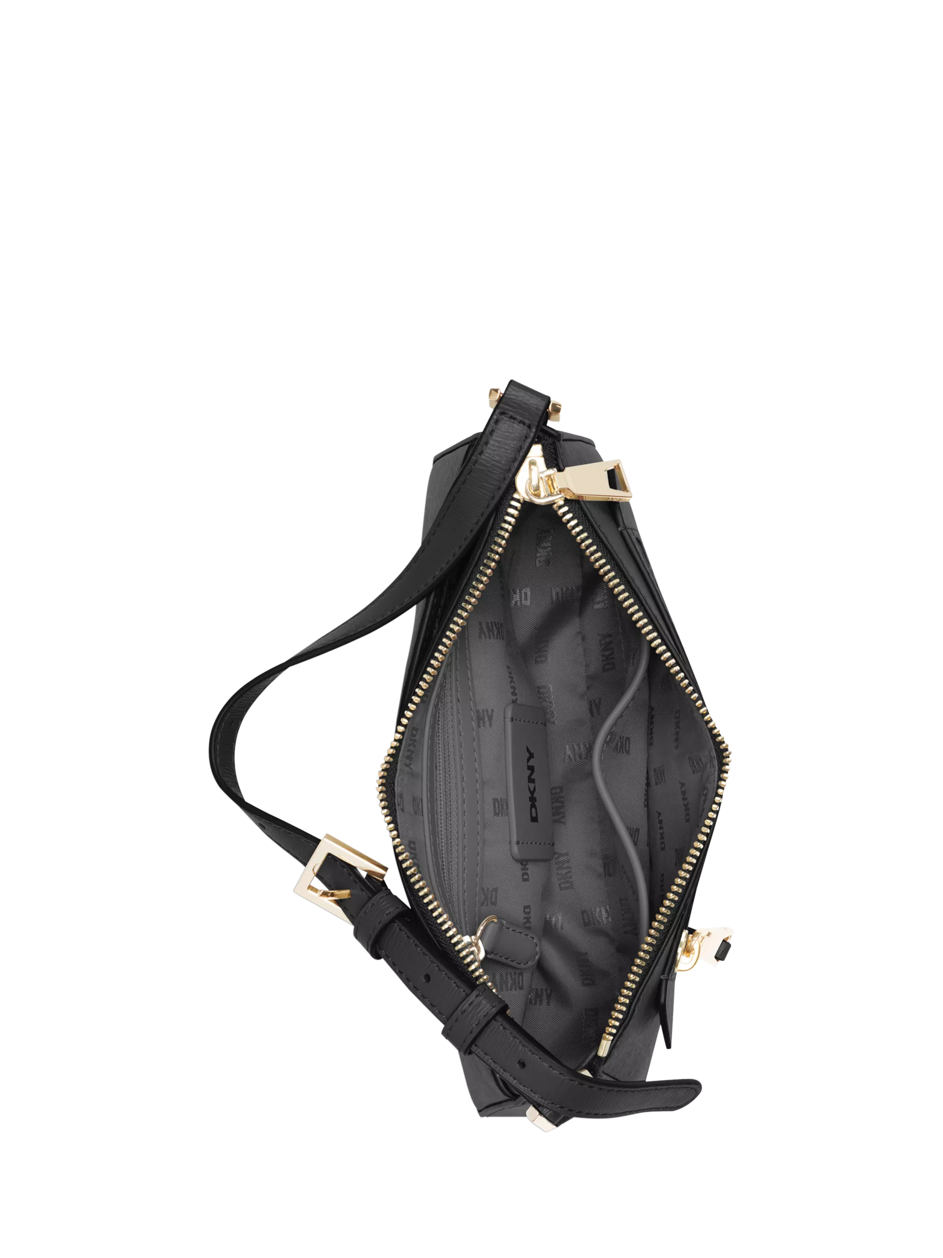 DKNY Bryant Avenue leather crossbody bag in black, imported from the UK
