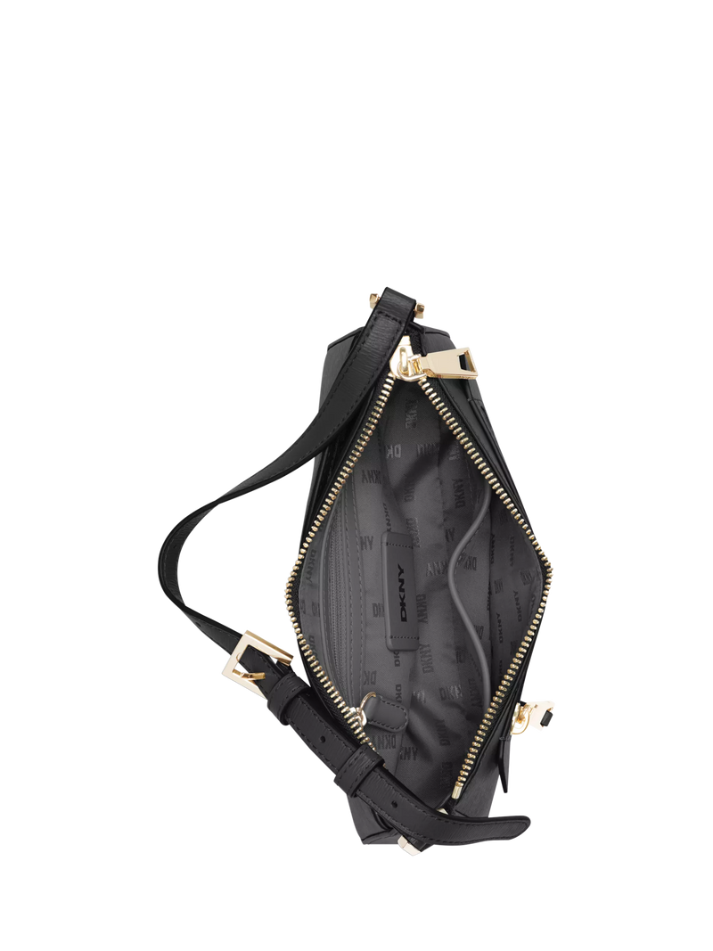 DKNY Bryant Avenue leather crossbody bag in black, imported from the UK