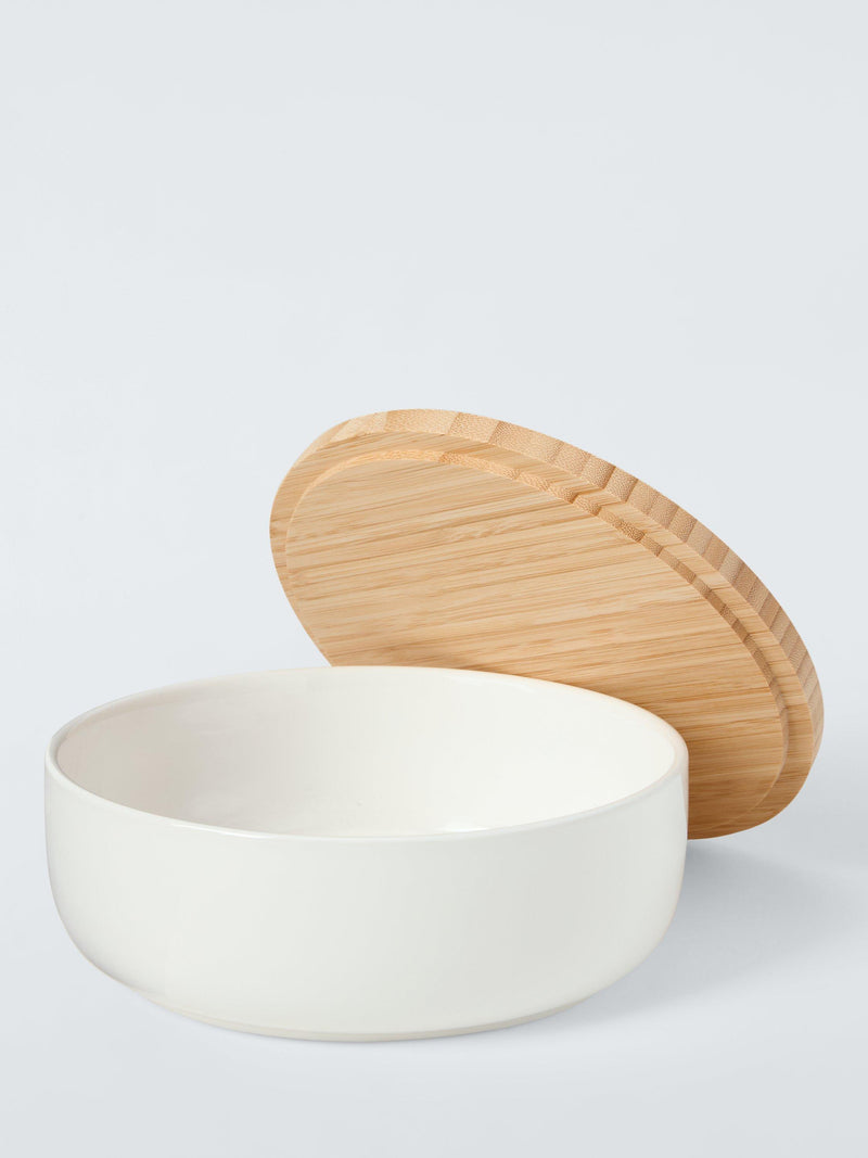 BIA stoneware serve bowl with bamboo lid 20.5cm (British brand)