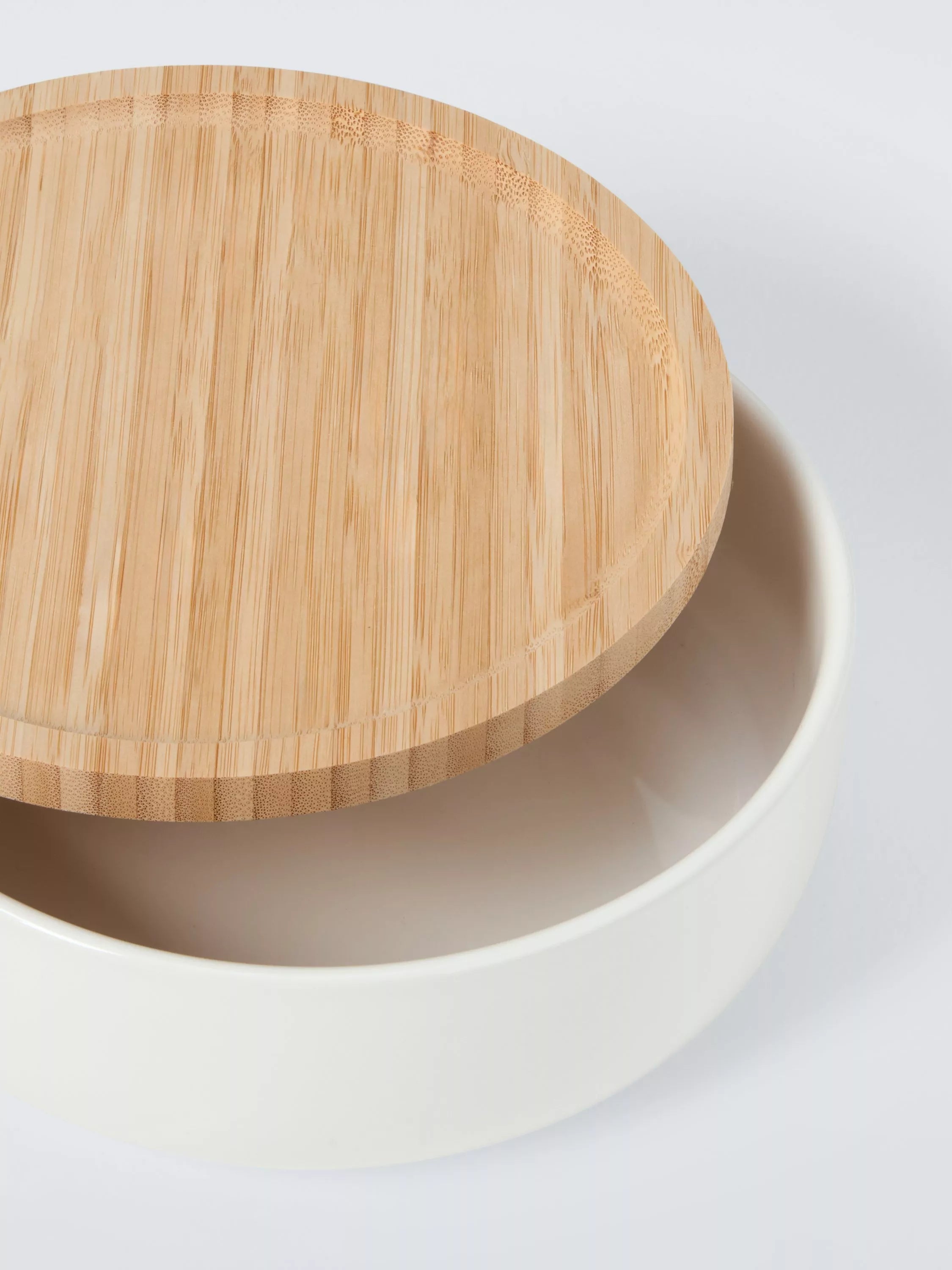 BIA stoneware serve bowl with bamboo lid 20.5cm (British brand)