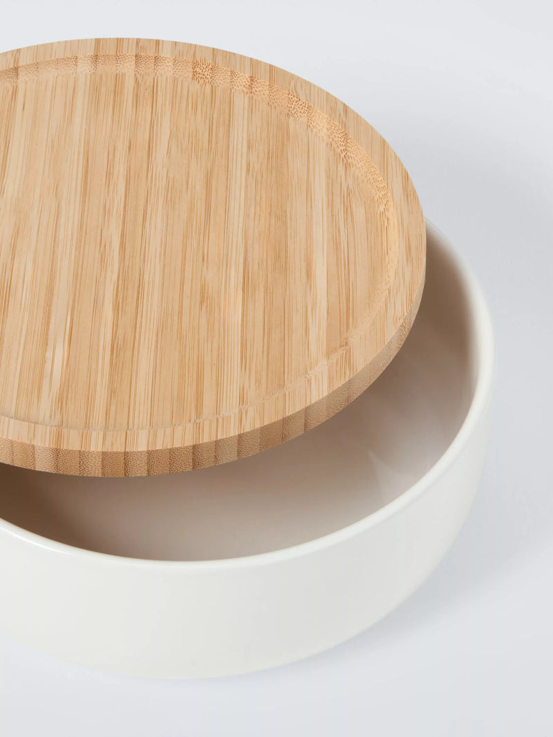 BIA stoneware serve bowl with bamboo lid 20.5cm (British brand)