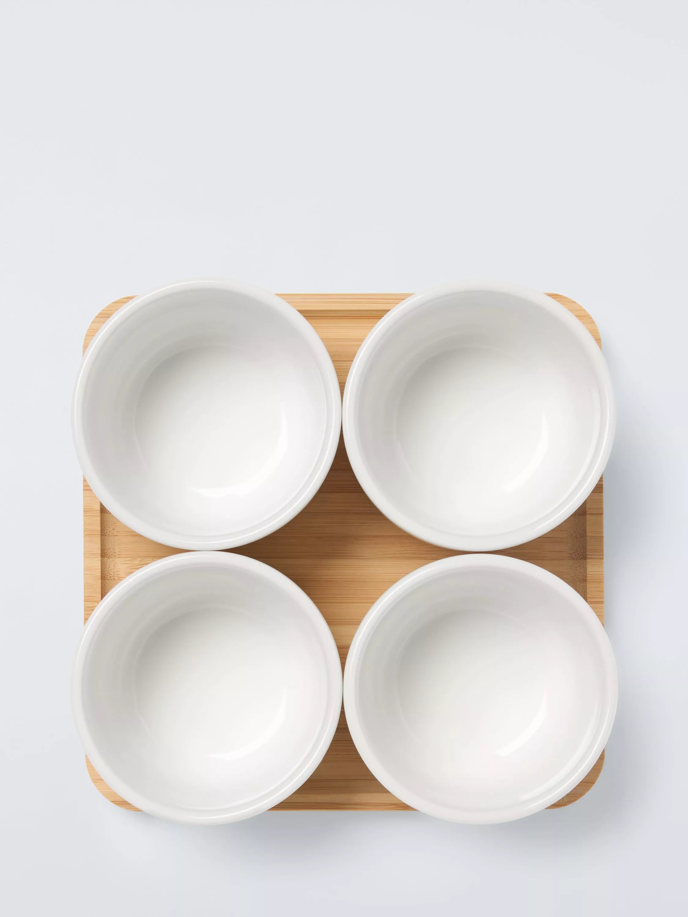 BIA stoneware snack bowls with bamboo tray set of 4, UK version