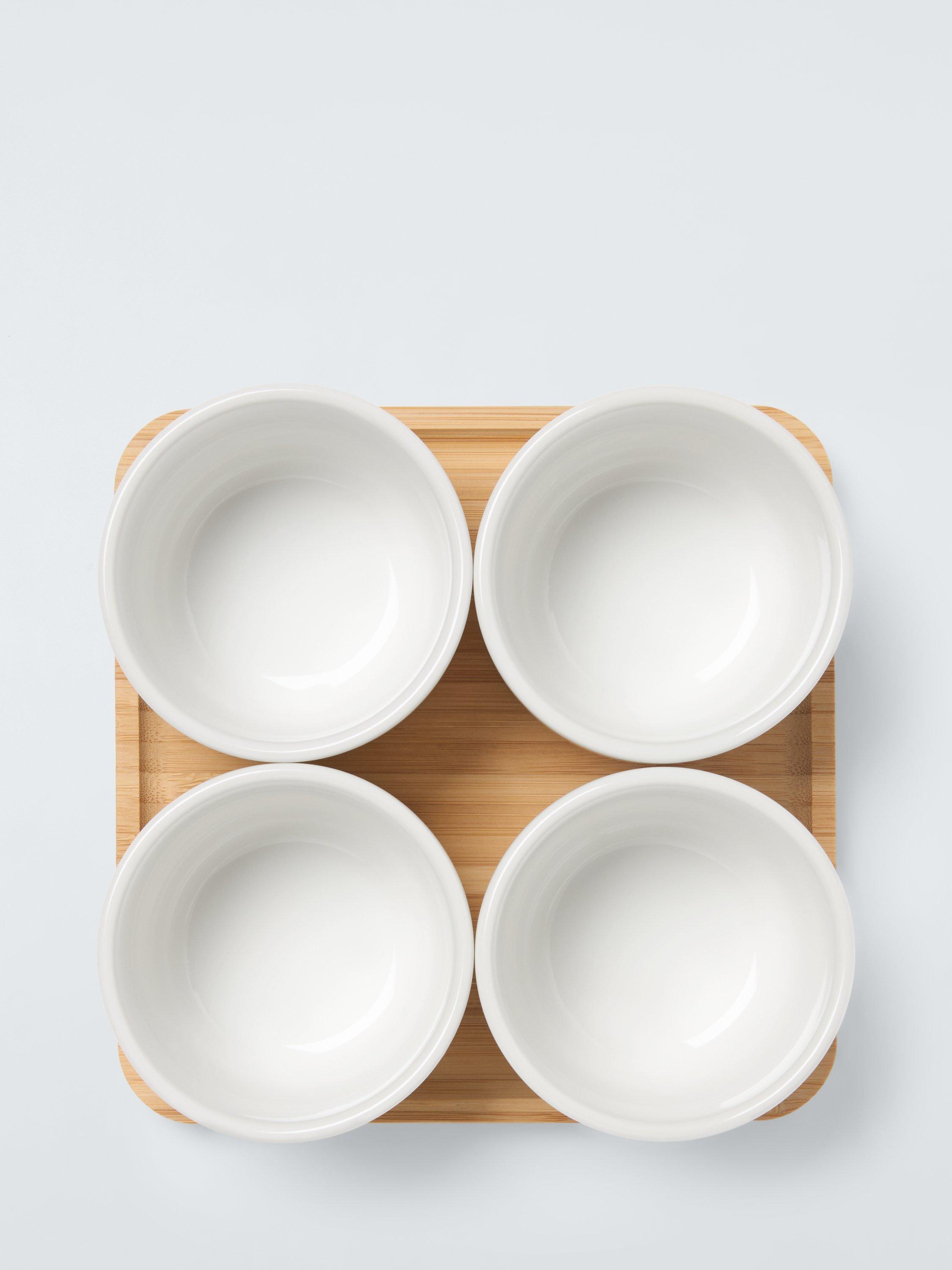 BIA stoneware snack bowls with bamboo tray set of 4, UK version