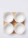 BIA stoneware snack bowls with bamboo tray set of 4, UK version