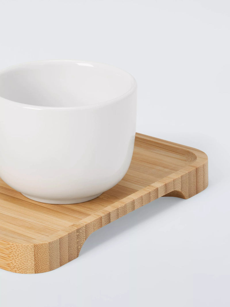 BIA stoneware snack bowls with bamboo tray set of 4, UK version