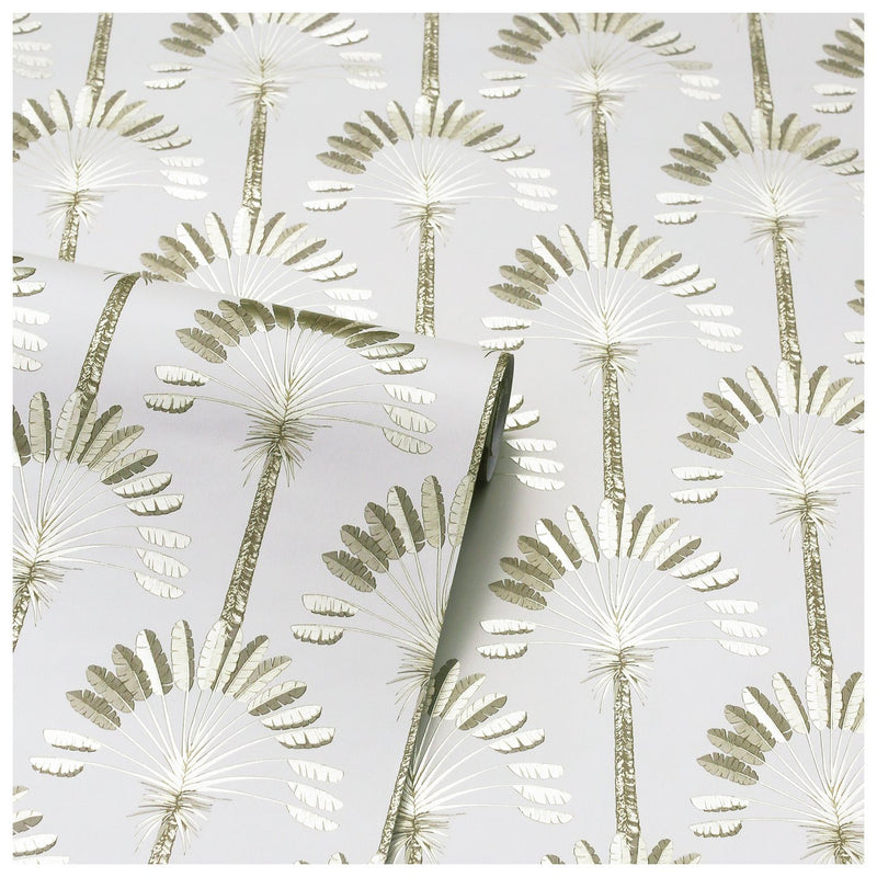Arthouse Palm Palace Wallpaper in Cream/Gold 53cm x 1005m roll - British product