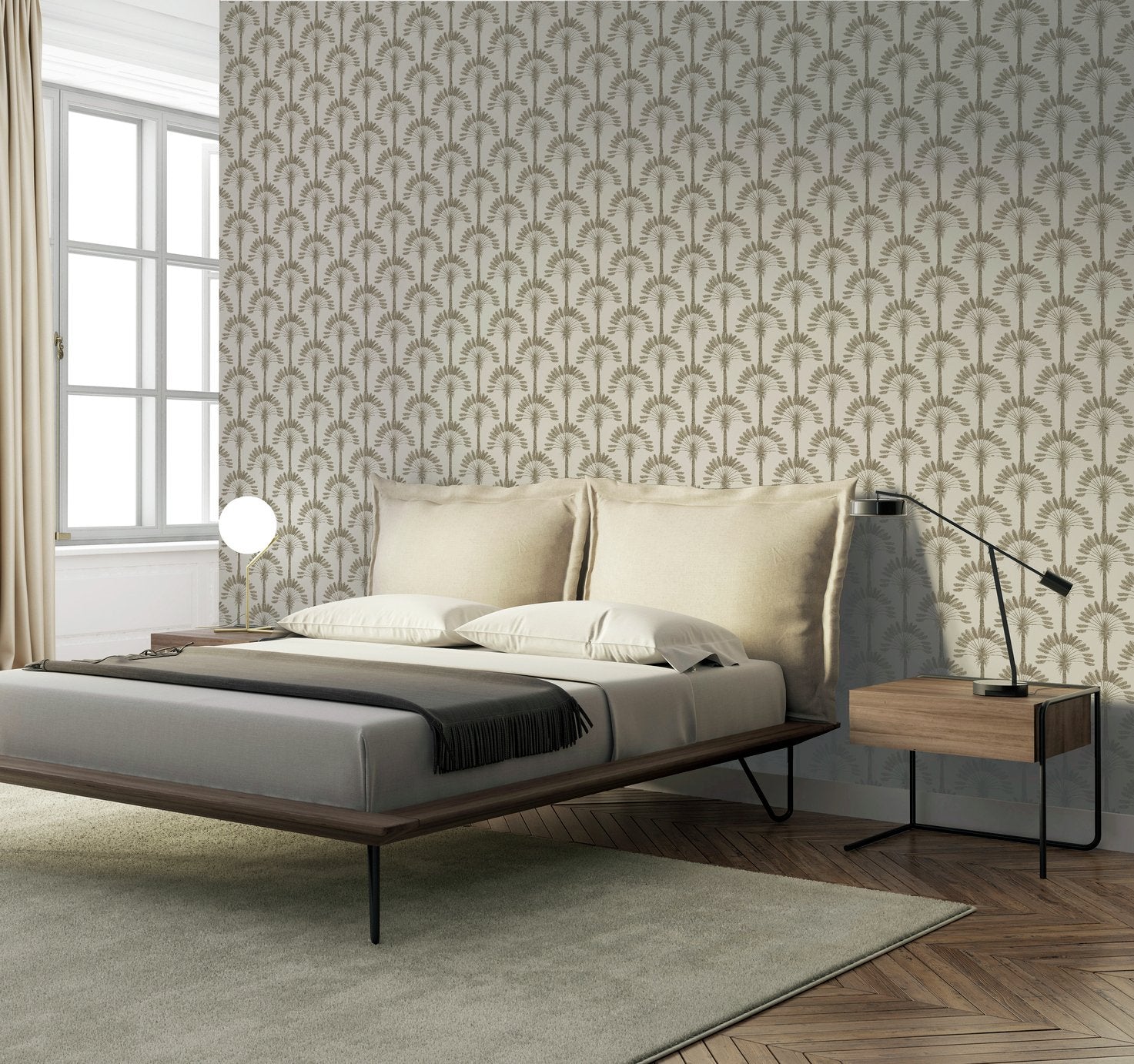 Arthouse Palm Palace Wallpaper in Cream/Gold 53cm x 1005m roll - British product