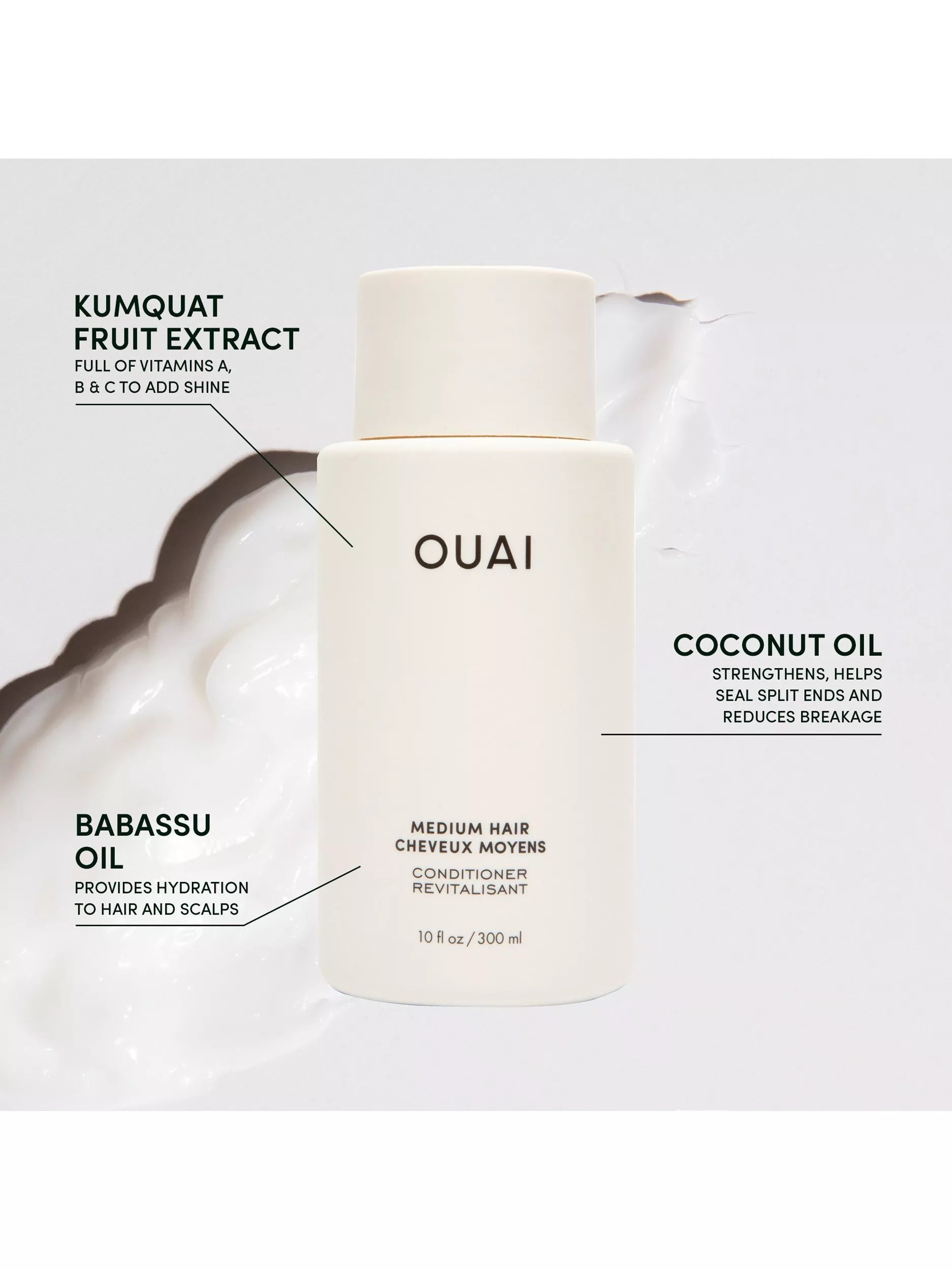 OUAI medium hair conditioner travel size 89ml, imported from the UK