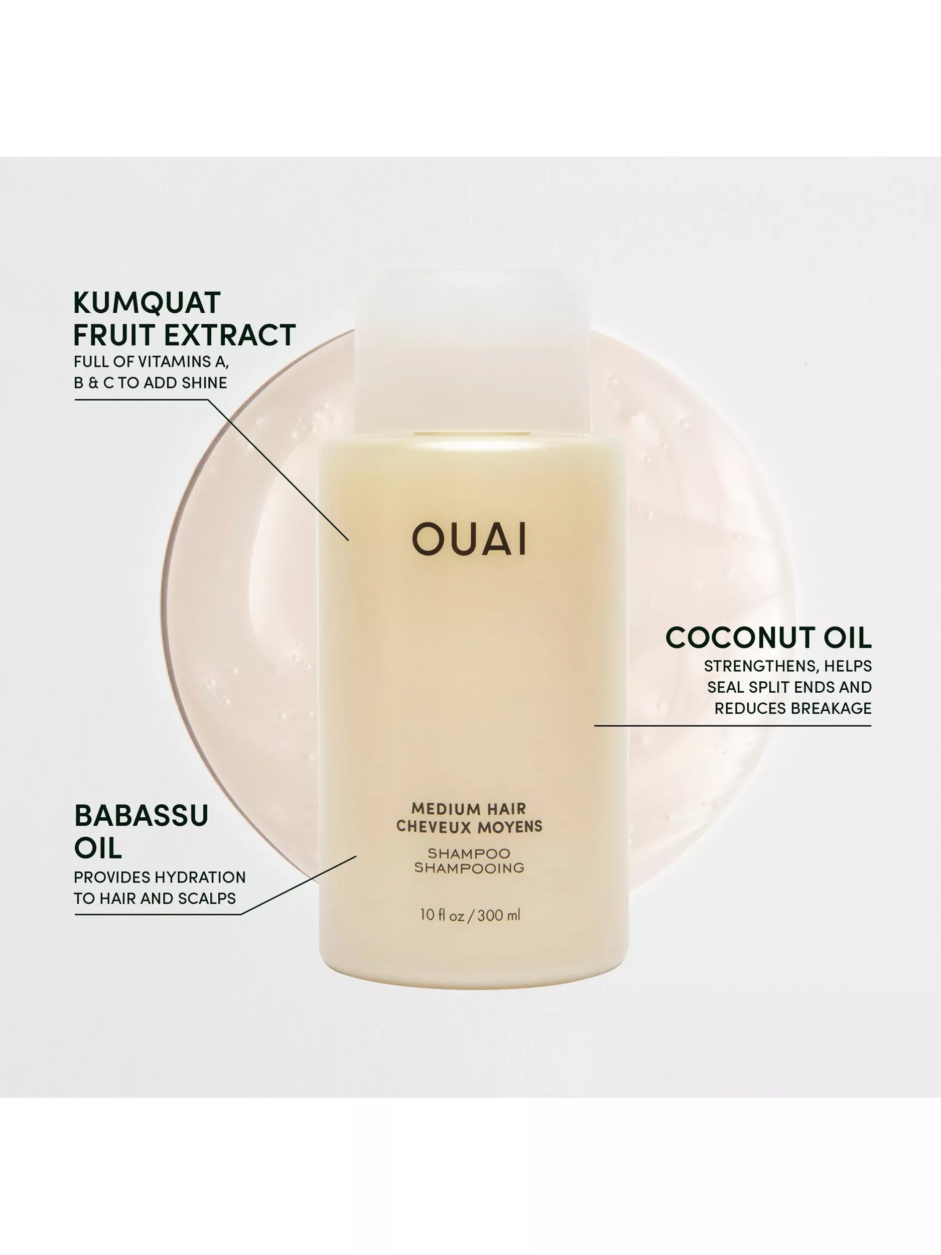 OUAI Medium Hair Shampoo Travel Size 89ml, imported from the UK