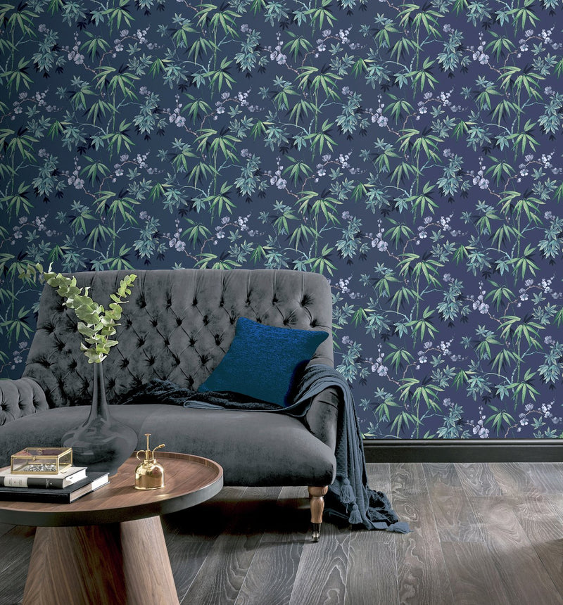 Arthouse Jasmine Garden Navy wallpaper 53cm x 1005m roll - British product