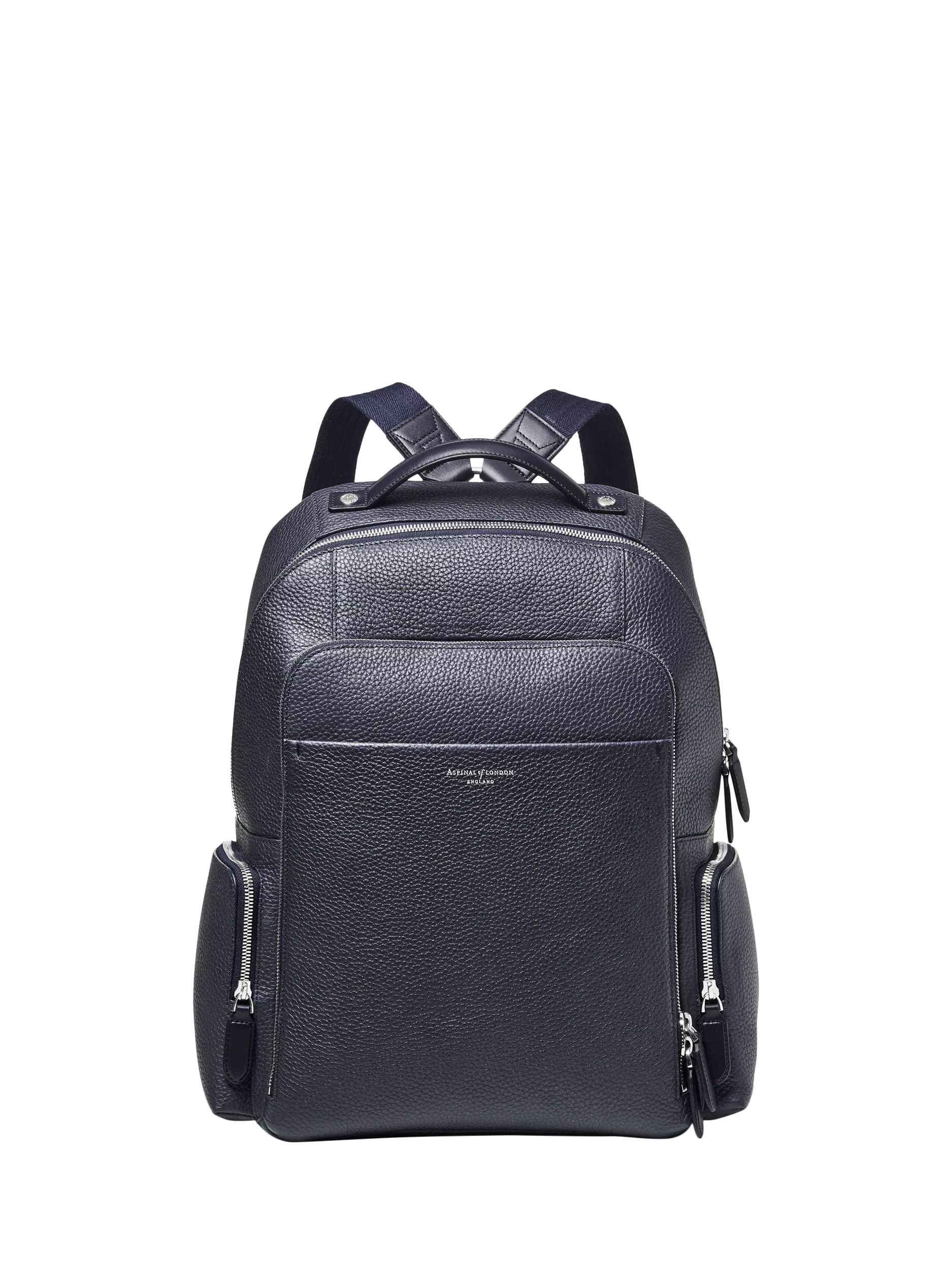 Aspinal of London leather backpack in navy (British brand)