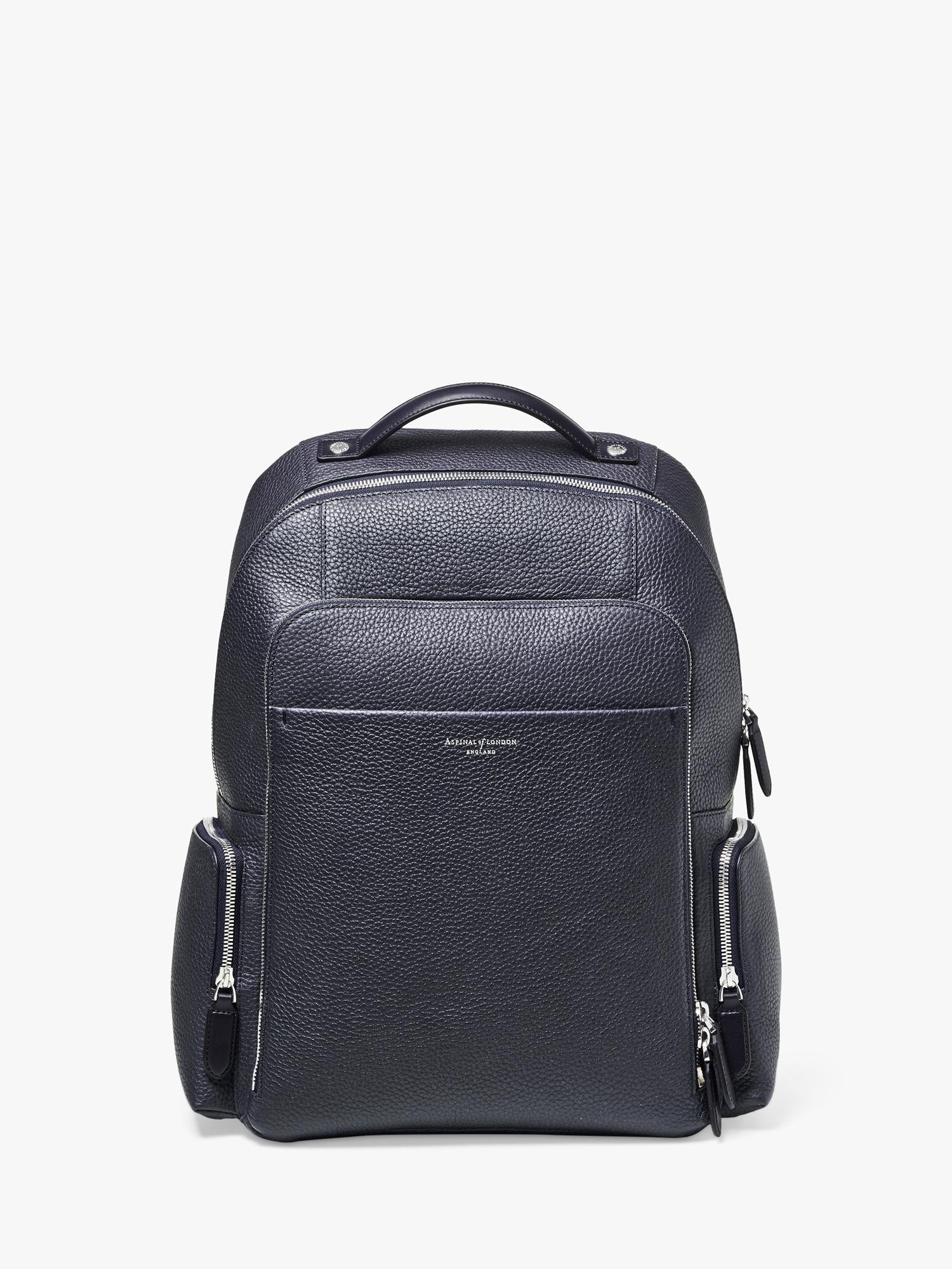 Aspinal of London leather backpack in navy (British brand)