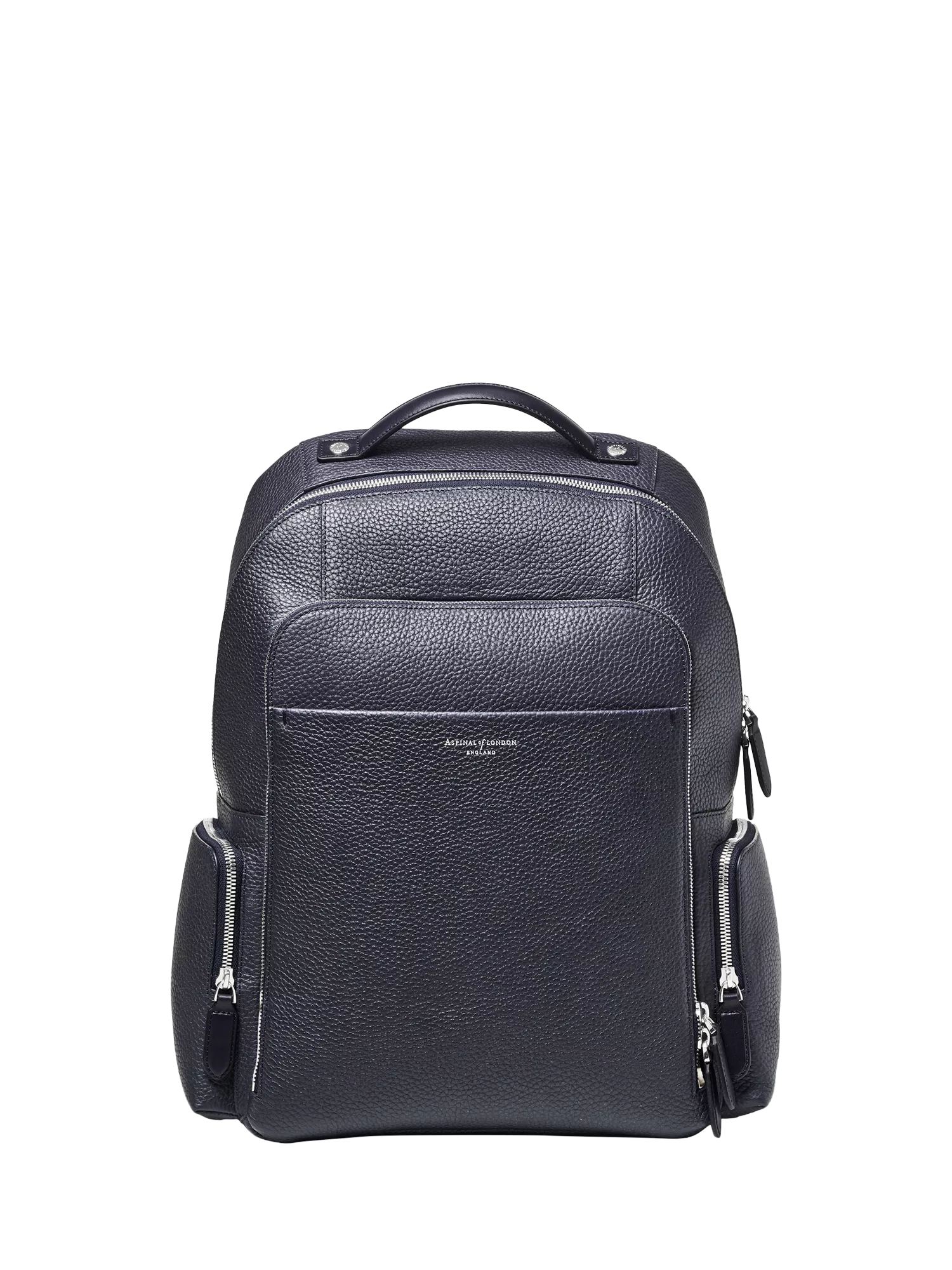 Aspinal of London leather backpack in navy (British brand)
