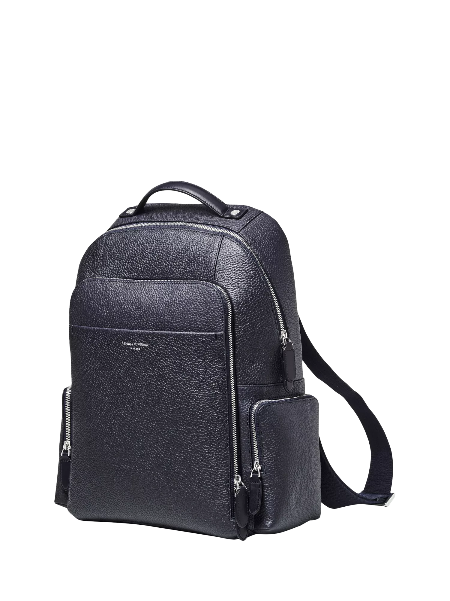 Aspinal of London leather backpack in navy (British brand)