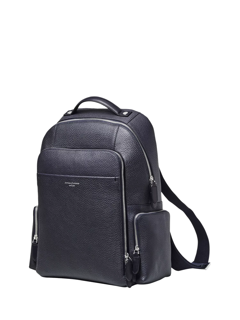 Aspinal of London leather backpack in navy (British brand)