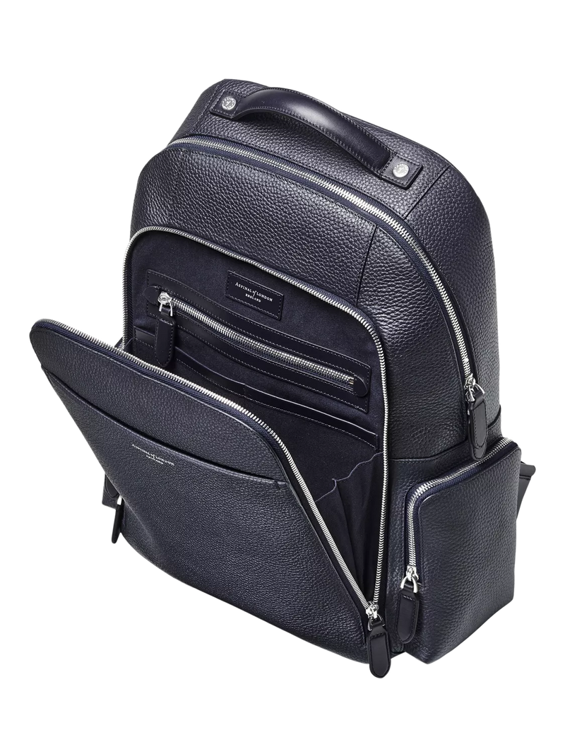 Aspinal of London leather backpack in navy (British brand)