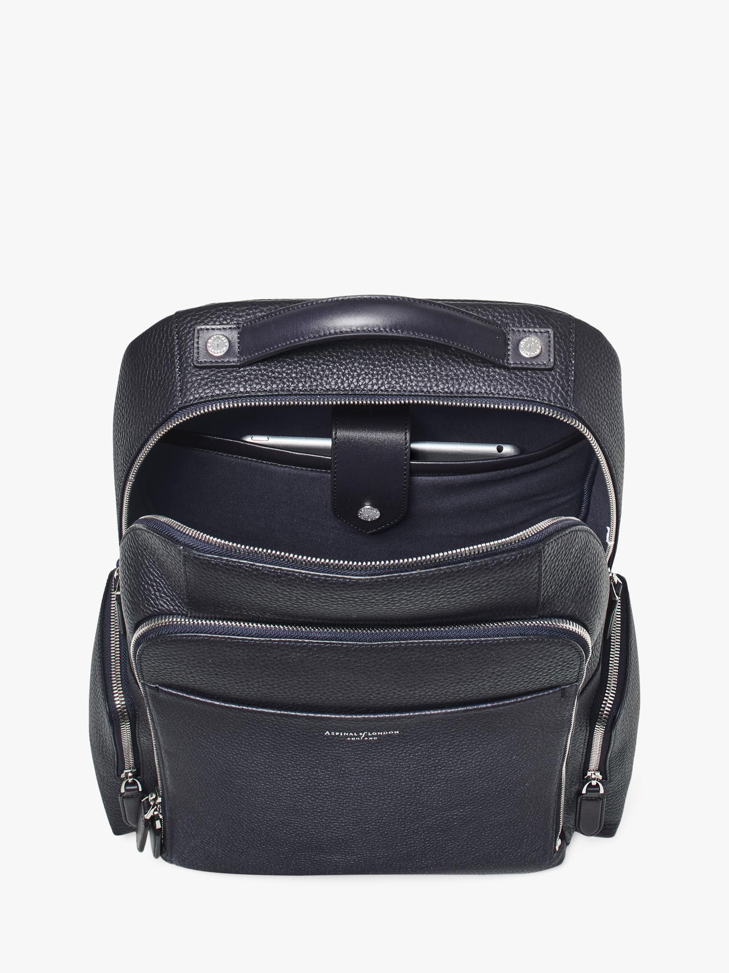 Aspinal of London leather backpack in navy (British brand)