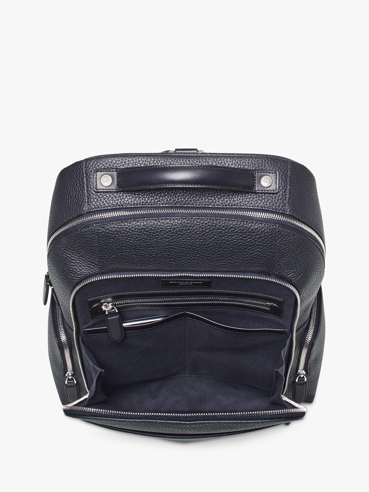 Aspinal of London leather backpack in navy (British brand)