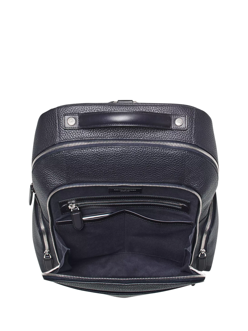 Aspinal of London leather backpack in navy (British brand)