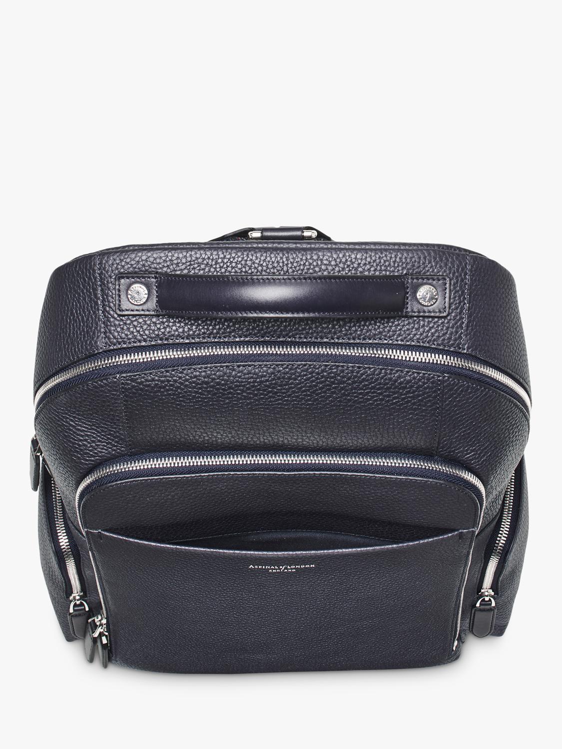 Aspinal of London leather backpack in navy (British brand)