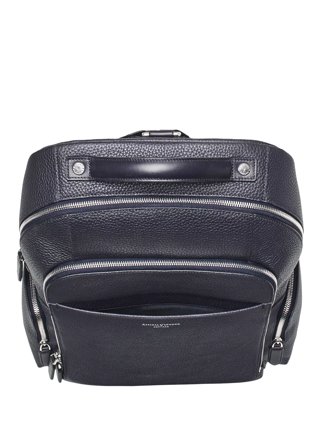 Aspinal of London leather backpack in navy (British brand)