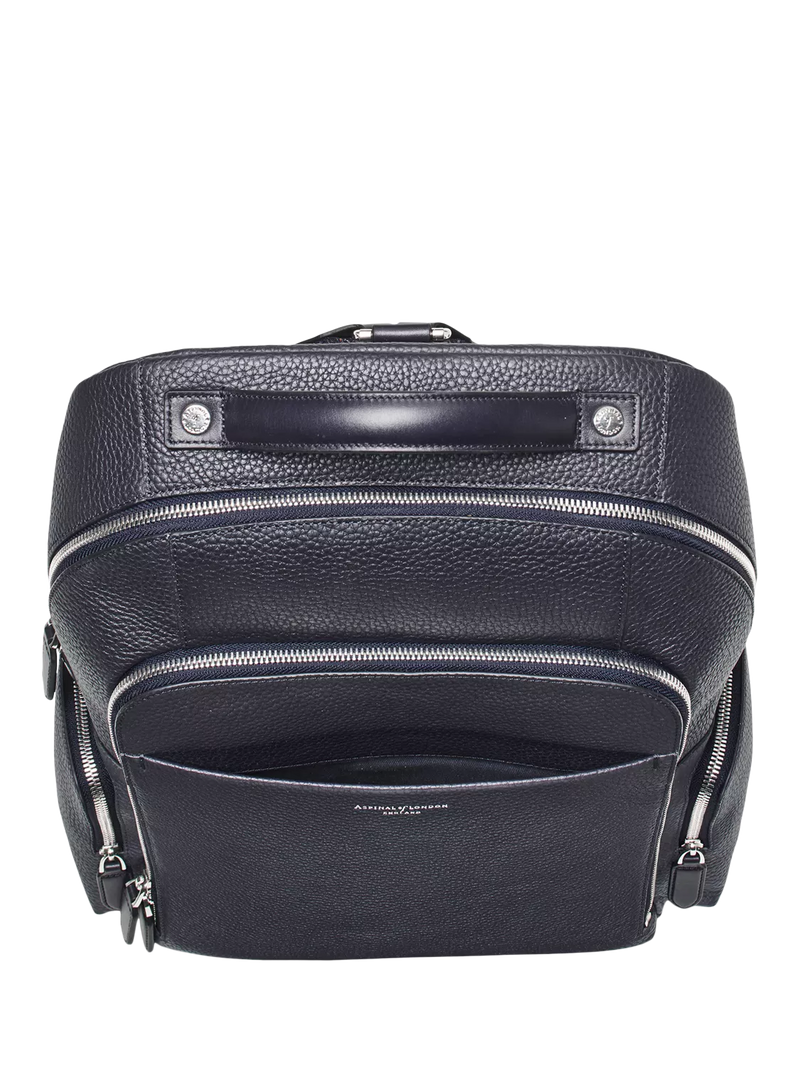 Aspinal of London leather backpack in navy (British brand)