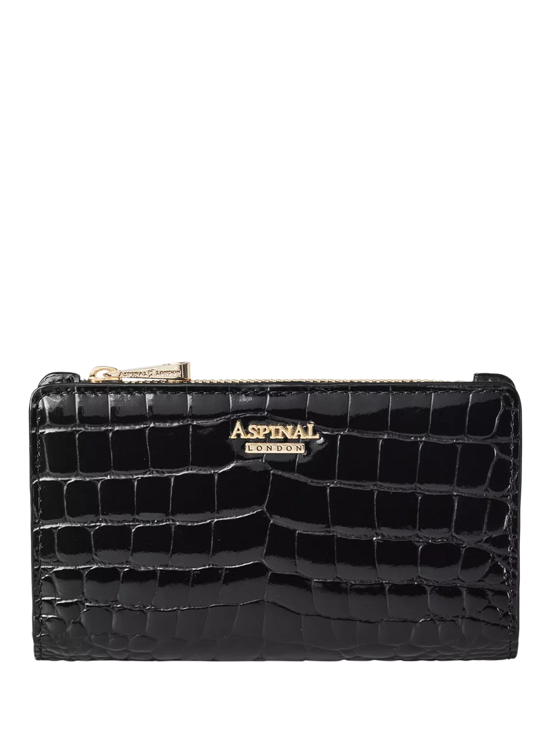 Aspinal of London Mayfair Lackkrokodil Münz- und Kartenetui, UK-Version