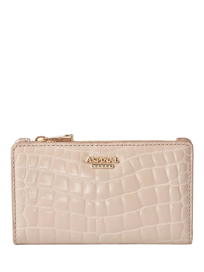 John Lewis Aspinal of London Mayfair Faux Patent Croc Leather Coin & Card Bifold Purse- Buy online at McGrocer