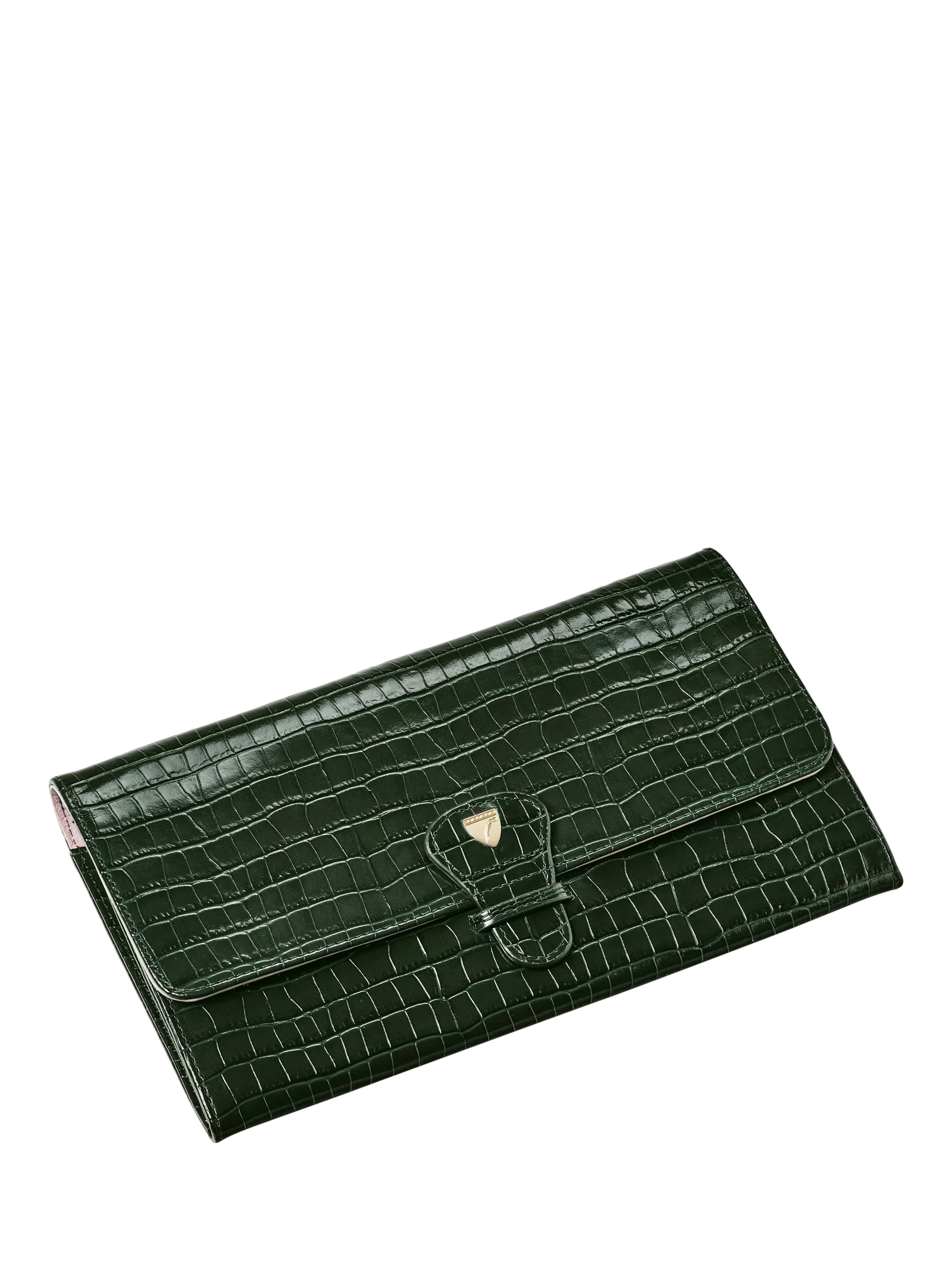 Aspinal of London Croc Effect Leather Travel Wallet Evergreen (British brand)