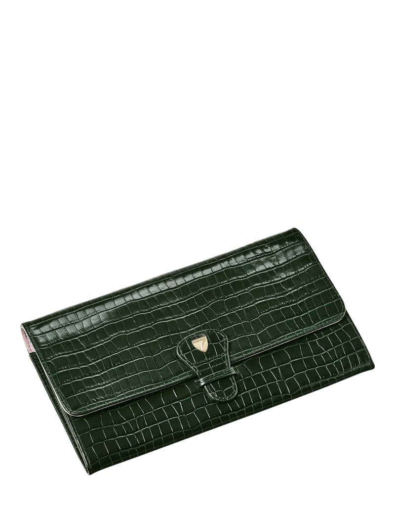 Aspinal of London Croc Effect Leather Travel Wallet Evergreen (British brand)